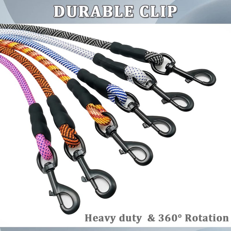 MayPaw Heavy Duty Rope Dog Leash, 3/4/5/6/7/8/10/12/15 FT Nylon Pet Leash, Soft Padded Handle Thick Lead Leashes for Large Medium Dogs (Pink-Blue dot, 1/2" * 8') - Image 2